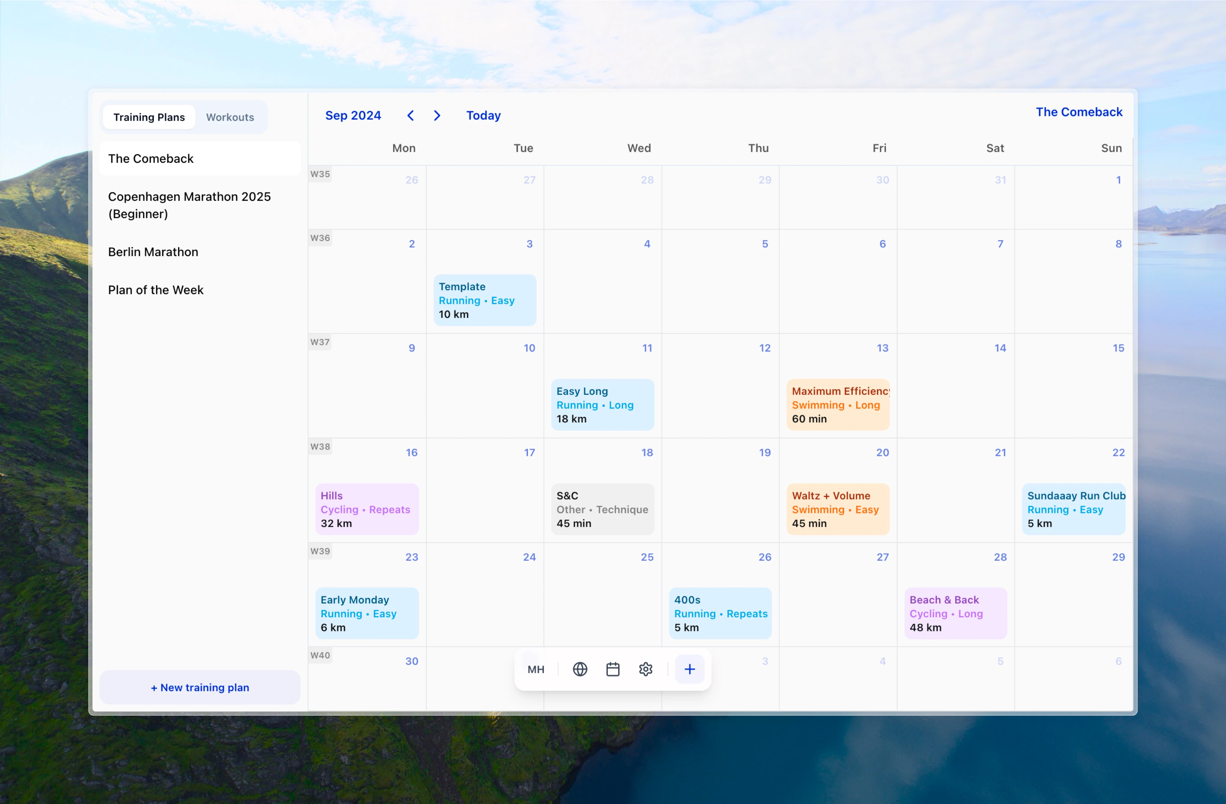 A well-structured training calendar